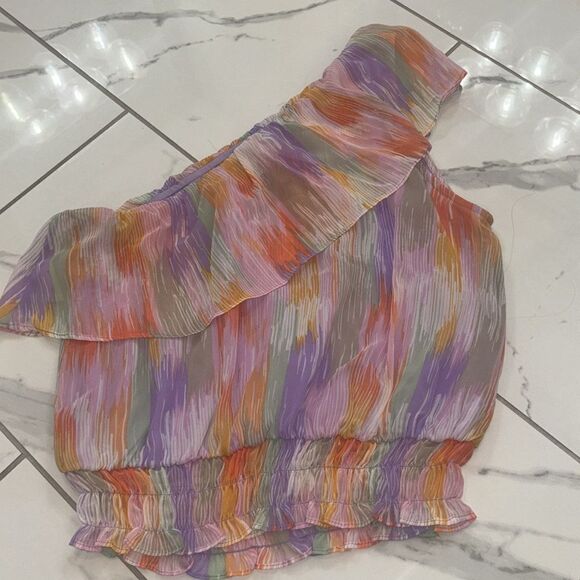Aqua Women's Multicolor One-Shoulder Top Sz S NWT - Picture 8 of 8